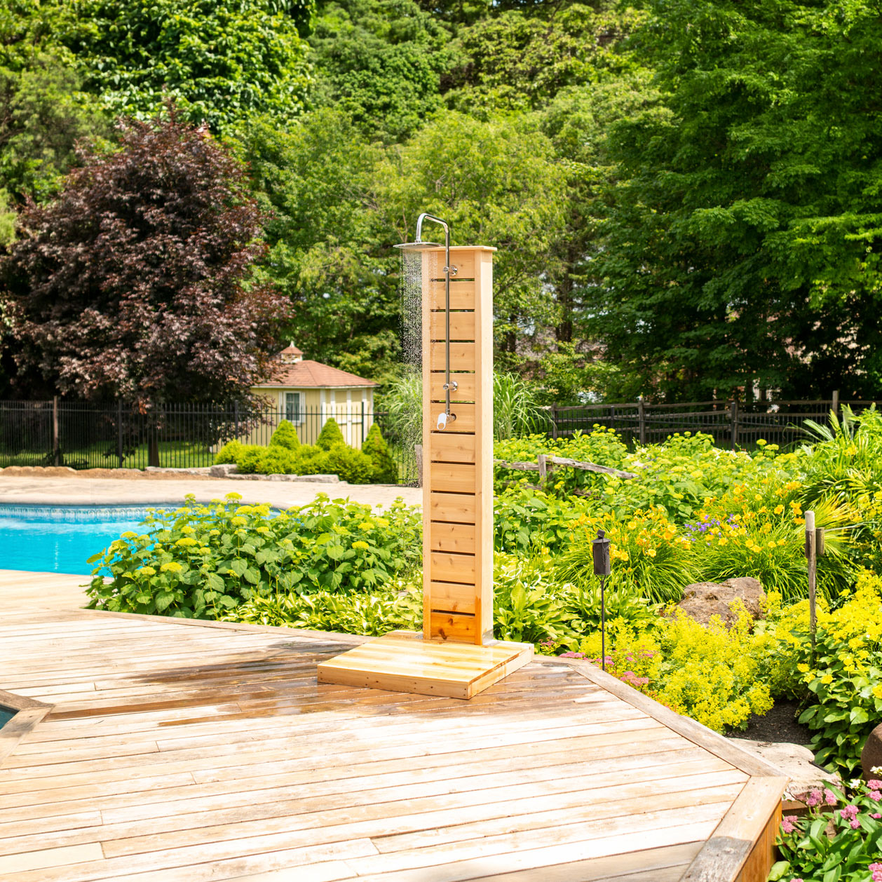Cedar outdoor shower